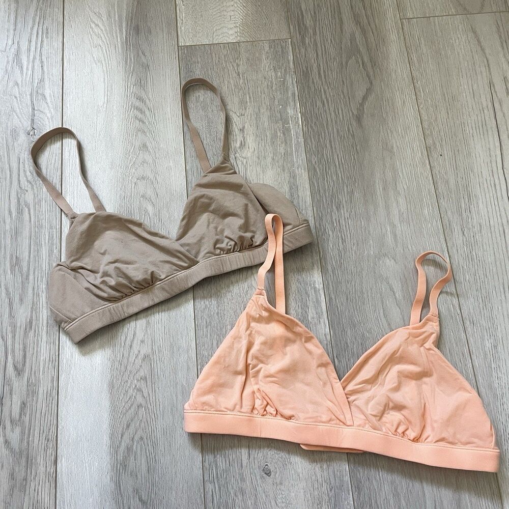 Skims Fitted Bralette fits everybody triangle set Tan Peach small stretch comfy